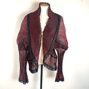 90s Victorian Revival Bodice Jacket Maroon Red One Size